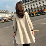 Lady Woolen Jacket Women's Middle Long Korean Autumn Winter 2021 New Loose Cape Small Thousand Bird Lattice Woolen