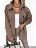 fall/winter lapel single-breasted thick solid color shirt woolen loose coat