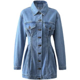 Trendy Turndown Collar Button Up Mini Denim