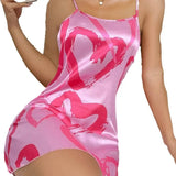 Sexy Bare-Back Color Halter Skirt Imitation Silk Nightskirt Summer Love Pajamas Short Skirt Women's Home Clothes-Outfit