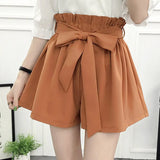 Women Korean Style Casual Chic Simple High Quality Womens All-match Loose Elastic Waist Solid Sashes Elegant