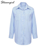 Stripe Shirt Women Blouses Loose Casual Long Shirts Ladies Spring Top Women's Tunic Woman Elegant Oversize Shirts For