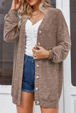 Button Down Dropped Shoulder V-Neck