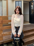 Xixi 2025 Autumn White Standard Elegant Temperament Pure Chiffon High-Collar Thin Velvet Shirt