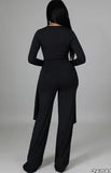 Knit V-Neck Irregular Top and Pants Elegant 2 Piece