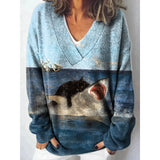 Christmas Abstract 3D Print Big V-Neck Long-Sleeved