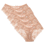 5 pcs/pack ! Ultra Thin Lace Panties Mid Rise Soft Women Brief Hollow Transparent