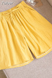 Women Cotton Linen Shorts Summer Solid All Match Loose Wide Leg Pants Korean Fashion Casual Female Y2K Shorts