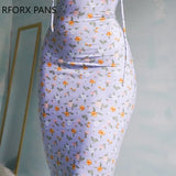 Women Floral Print Tied Detail Lace Trim Dress Bodycon Dress for Women Dress 2023-Outfit
