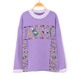 Women Hoodies Purple 2020 Autumn Round Neck Young Girls Female Printed Clothes Loose Cute Women Pullover Sweatershirts