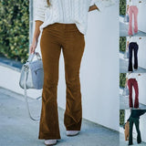 Autumn And Winter Women's Solid Color High Waist Repair Micro-Trumpet Trousers Cord Velvet Tight Waist Casual