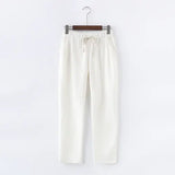 Spring Summer Casual Cotton Linen Pants Women Elastic Waist Solid Pockets Retro Loose Women's Harem Pants Trousers