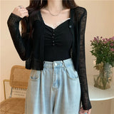 Knitted Cardigan Women Wear Air-Conditioned Sweaters In Summer 2023 New Style Design Minority Short Style Clothes-Outfit
