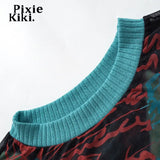 Graphic T Shirts Streetwear Y2k Women Sheer Mesh Knit Patchwork Long Sleeve Top Grunge Clothes 90’s Aesthetic