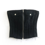 And Winter New Corset Zipper Denim Blouse 8197244-Outfit