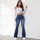 Women's Micro-Tipped Jeans 2025 Summer New Retro Water Wash Elastic Trousers