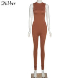 Basic Bodycon Jumpsuit For Women¡®s Clothing Casual Brown Fitness Rompers 2021 Y2K Playsuit Activity Streetwear