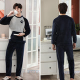 Winter Warm Flannel Men's Pyjamas Long Sleeve Pajamas Set Male Sleepwear Coral Fleece Nightsuits 3XL Homewear