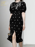 Han Queen Korean Summer Dress Embroidered Pencil Dress Office Eleagnt Work Vestidos Business Sheath Bodycon Women Dresses-Outfit