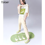 Women T-shirts 2022 Summer Short Sleeve O Neck Loose Tees Happy Duck Pattern Pure Cotton Casual Chic