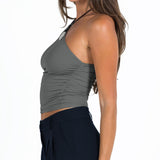 Women One Shoulder Tank Crop Tops Summer Clothes Sleeveless Fashion Solid Color/Floral Vest Female Clothing Sexy Club-Outfit