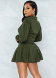 Casual Knotted Blouse and Pleated Skirt