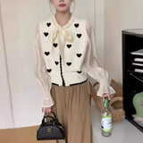 New Spring Style Xiaoxiangfeng Love Hollow Knitted Cardigan Women's French Gentle Aging Loose Long-Sleeved Blouse-Outfit