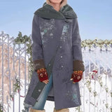 and winter new women's mid-length print blouse and long-sleeved woolen