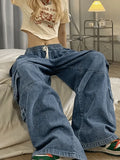 Punk Blue Wash Baggy Cargo Jeans-Outfit