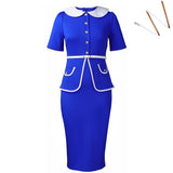 Women's New Summer Short-Sleeved Fashion Temperament OL Tongle Color High-Waisted African