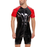 Toloer Men's PVC Bright Leather Onesie Sexy Slim Leather Clothing No Odor Size Accurate-Outfit
