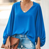 Lantern Sleeve V Neck Solid Women Blouse Lace Patchwork Oversize Female Blouses 2021 Spring Casual Ladies Top