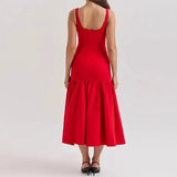 Toloer Women's New Square Collar Women's Elegant Flounce Solid Color Sexy Sling Autumn And Winter