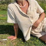 Casual Tracksuit Women Summer 2021 Two Piece Shorts Set Yellow Shirt Tops And Mini Loose Shorts Suit Fashion Lounge