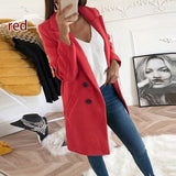 Plus Size Coat Blends Overcoat Autumn Winter Fashion Double Breasted Long Sleeve Casual Oversized Jacket