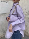 Long Shirts For Women 2022 Solid Loose Blouses With Button Casual Tops For Ladies Pink Oversized Boyfriend Shirts
