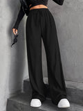 Hanging Mop High-Waisted Trousers Loose Temperament Straight Women's Niche Design Solid Color