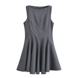 Spring Skate Sleeveless Solid Color Mini Dress 4043041-Outfit