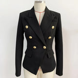 QUANLITY Newes 2022 Classic Designer Blazer Women's Slim Fitting Metal Lion Buttons Double Breasted Blazer Jacket Red