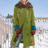 and winter new women's mid-length print blouse and long-sleeved woolen