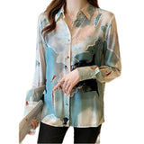 ocean print ladies shirts Women's Blouses 2021 Spring Autumn Long Sleeve Shirts Tops Blusas