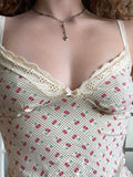 Casual Lace Trim Floral Camis Tops Sexy Slim V-Neck Sleeveless Tank Tops Women 2024 Summer Fashion Streetwear Ladies-Outfit