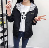 Autumn Fashion women Bomber women Jacket Pocket Zipper Hooded Two Side Wear Outwear Loose Plus Size Windbreaker
