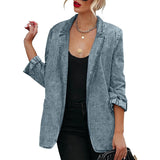 Loose Denim Cardigan Autumn And Winter New Style Suit Collar All-Match Casual Thin