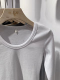 Long-Sleeved T-Shirt Slim And Slim In Autumn And Winter With Threaded Design Feeling Bottomed Blouse Women's Low-Collar Unique Blouse-Outfit