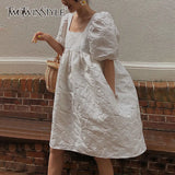 2020 New Summer And Autumn Fashion Women Clothes Hubble-bubble Sleeve Sqaure Collar Lantern Sleeves Pullover
