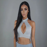 Hot Women Sexy Off Shoulder Bustier Tank Vest Tube Crop Tops Bodycon Solid Clubwear Hole Strapless Bra Tank Vest Outwear-Outfit