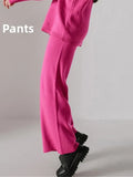 Women's Trousers Suit 2022 Winter Loose Solid Polo Neck Two Piece Set Casual Long Sleeve Knitwear+Wide Leg Pants