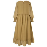 Casual Solid Puff Sleeve Ladies Kaftan Sundress ZANZEA Vintage Chiffon Dress Women 2023 Spring Ruffle Maxi Vestidos 425-1-Outfit