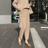 2025 Autumn And Winter New Set Of Sweater Thin Knit Trousers Casual Suit Women's